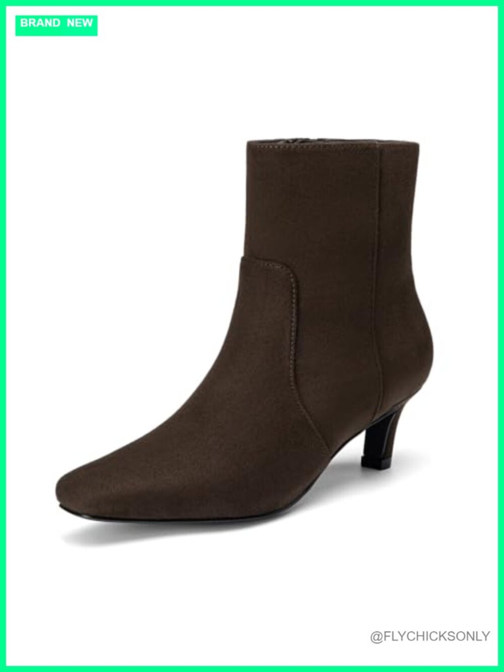 Women's Square Toe Low Heel Ankle Boots with Side Zipper